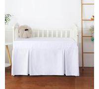 Crib Skirt Dust Ruffle, 100% Egyptian Cotton 400 Thread Count Soft Breathable Crib Bedding Skirt for Baby, Boys and Girls, 52"X28" with 14" Crib Bed Skirt Fading Resistant (White Solid)