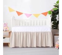 Crib Skirt Dust Ruffle, 100% Egyptian Cotton 400 Thread Count Soft Breathable Crib Bedding Skirt for Baby, Boys and Girls, 52"X28" with 14" Crib Bed Skirt Fading Resistant (Ivory)