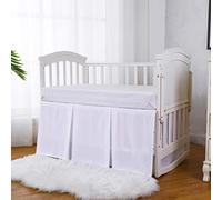 Crib Skirt Dust Ruffle for Bed,Crib Bedding Skirt for Baby Boys,14" Drop - Fading Resistant (White)