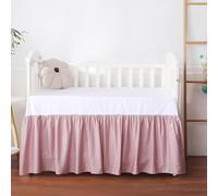 Crib Skirt Dust RuffleCrib Skirt Dust Ruffle, 100% Egyptian Cotton 400 Thread Count Soft Breathable Crib Bedding Skirt for Baby, Boys and Girls, Fading Resistant (Pink)