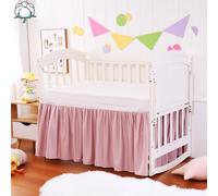 Crib Skirt Pink 400 Thread Count Cotton Crib Dust Ruffle for Baby Girls and Boys, Soft and Breathable Crib Bed Skirt with 14" Drop