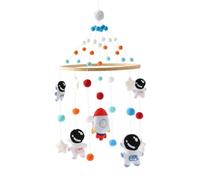 Crib - Space Themed Crib Hanging Toy Set, Handmade - Fabric Elements, Colorful Plush Characters With Bell Sounds | For Kindergarten Boys Girls Sleep And Play Time