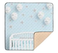 Crib with Balloons and Stars Wallpaper Soft Padded Baby Playmat for Floor Portable Tummy Time Mat for Newborns Babies Infants Toddlers, 50'' x 50''