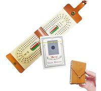 Cribbage Board Game Set, Leather Travel Cribbage Board with Full Deck of Cards and 6 Pegs, Complete Cribbage Board Game Set for Family Game Nights, Road Trips and Camping
