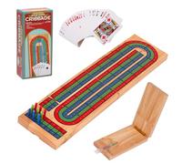 Cribbage Board Game Set Wooden 3 Track Folding Cribbage Board Cards & Pegs | Cribbage Board with Pegs Classic Travel Crib Board for 2-3 Players Ideal for Family Game Night, Travel
