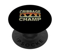 Cribbage Champ Vintage Card Suit Game Cribbage Player PopSockets Adhesive PopGrip