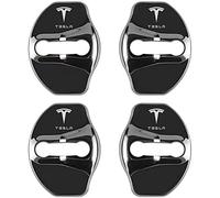 CRIBBU 4pcs Car Door Lock Cover For Tesla Door Lock Cover 4PCS Stainless Steel Car Door Latch Cover Striker Protector Anti-Rust Decoration Sticker Accessories,A/Black