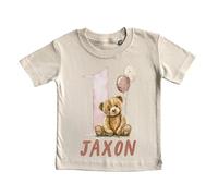 cribstar Personalised 1st Birthday Teddy T-Shirt, 100% Cotton, Birthday Boy/Girl, One Today, First Birthday, Birthday Top, Baby Boy/Girl Birthday (UK, Age, 1 Year, 2 Years, Cream, Beige Teddy)