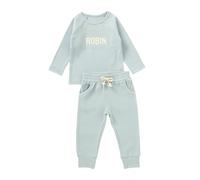 cribstar Personalised Baby Ribbed Tracksuit Set Organic Cotton Custom Embroidered Name 2 Piece Outfit Toddler Boys Girls Unisex Gift (Mint, 3-4 years)