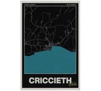 Criccieth Street Map Poster Print | Wales | BLACK | A3