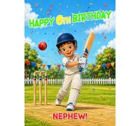 Cricket 6th Birthday Card for Nephew