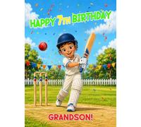 Cricket 7th Birthday Card for Grandson