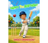 Cricket 7th Birthday Card for Great Grandson