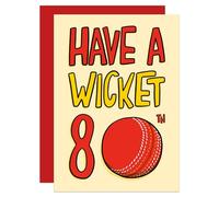 Cricket 80th Birthday Card, Card for Husband, Card for Dad, For Grandad, Funny Birthday Card, Cricket Fan Card, World Test Match, Cricket Milestone A6 Card (80th)
