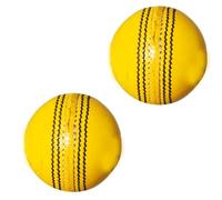 Cricket Ball (Pack Of 2) 156g - 5.5oz, Leather Hnad stitched for Coaching Practice Indoor & Outdoor Soft Training 4-Piece Construction | Ideal for T20, Net Practice, (Yellow)