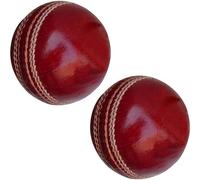 Cricket Ball (Pack Of 2) 156g - 5.5oz, Leather Hnad stitched for Coaching Practice Indoor & Outdoor Soft Training 4-Piece Construction | Ideal for T20, Net Practice, (Red)