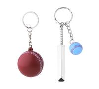 Cricket Ball Stress Ball Keyring Gifts for Best Friend Cricket Gifts for Women Men Cricket Birthday Christmas Gifts for Daughter Son Stress Relief Gifts for Men Women Cricket Bat Key Ring 2pcs