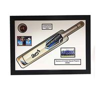 Cricket Bat and Ball Display Frame | 5 Inches Deep 3D Box 35 x 26 Inch | Signed Cricket Memorabilia with Photo and Title Cut Outs | Silver Frame - White Mount | Made in The UK