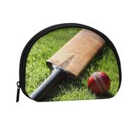 Cricket Bat and Ball, Women's Storage Bag Shell Makeup Bag Small Coin Purse Shell Change Pouch