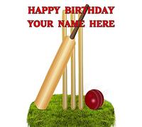 Cricket Bat Ball & Stumps cptmi67 Happy Birthday A5 Personalised Greeting Card Posted by US Gifts for All 2016 from Derbyshire UK