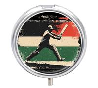 Cricket Bat Player Round Pill Box Organiser 3 Compartment Portable Medicine Case