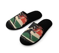 Cricket Bat Player Warm Mens Slippers Slip On Soft Fleece House Shoes Winter Indoor Outdoor