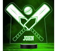 Cricket Bats & Ball Sports Fan Personalised Gift Colour Changing Night Light | Personalised Gift for Home, Lamp Room Décor | Kids & Adults Night Lights with Name | Personalised Gift for Bedroom |