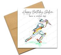 Cricket Birthday Card for Godson, Happy Birthday Card for Cricketer Sports Lover, Have a Wicket Day, Rainbow Sketch Cricket Player