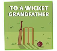 Cricket Birthday Card for Men, Happy Fathers Day Card, To A Wicket Grandfather, Card for Cricket Fan or Sport Lover, Cricket Gift for Men