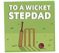 Cricket Birthday Card for Men, Happy Fathers Day Card, To A Wicket Step Dad, Card for Cricket Fan or Sport Lover, Cricket Gift for Men