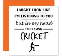 Cricket Birthday Card for Men Women - In my Head - Happy Birthday Card for Wife Grandad Friend Husband, 145mm Bday Greeting Cards