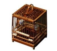 Cricket cage for reptiles Square grasshopper cage for storing crickets top carved handmade portable(Magpie Plum Blossom)