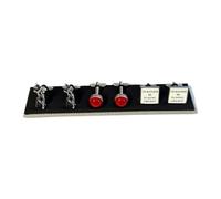 Cricket Cufflinks 3-Pair Gift Set for Men - Onyx Art CKS003A Batsman, Red Ball & 'I'd Rather Be Playing' Slogan Cuff Links, Cricketer & Club Player Novelty Gift, In Premier Life Packaging
