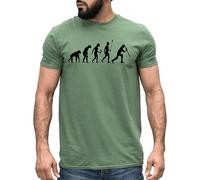 Cricket Cup Evolution T-Shirt - Men - S - Army Green - Batsman Fan Art Funny Gift for Cricketers - Team Batting Art Unisex Tee