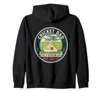 Cricket Dad Batsman Bat Ball Pitch Player Father's Day Zip Hoodie