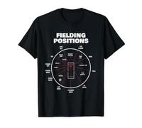 Cricket Fielding Positions Diagram Player Coach Value Graphic T-Shirt, Men, Black, L