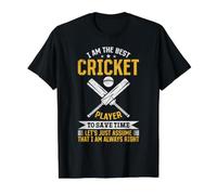 Cricket Game Cricketing I am the Best Cricket Player Value Graphic T-Shirt, Men, Black, S