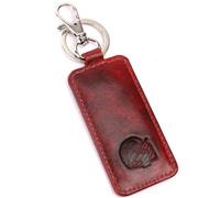 CRICKET-GIFTS Buffalo Leather Key Fob | Genuine Cricket Leather | Durable & Elegant Design | Red Leather with White Stitching | Compact Size, Red