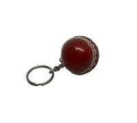 CRICKET-GIFTS - Mini Cricket Ball Keyring | Real Leather | 4cm Diameter | Cricket Themed for Men | Handmade in UK | Ideal for Cricket Fans, Red, Leather
