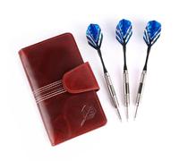 CRICKET-GIFTS The Ultimate Buffalo Leather Darts Wallet - Red with white stitching