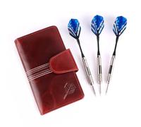 Cricket-Gifts The Ultimate Buffalo Leather Darts Wallet - Red with White Stitching