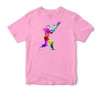 Cricket Girl Paint Splatter Silhouette Kids T Shirt Cricketer Sport Girls Tee, 12-13 Years, Light Pink