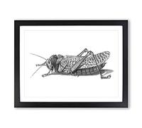Cricket In Black & White By George Shaw Vintage Framed Print | A2 Black Framed Wall Art | Ready to Hang | Classic Sport Picture | Living Room Bedroom Lounge Office