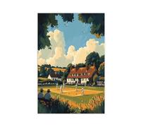Cricket Match on Village Green Canvas Poster Wall Art Decor Print Picture Paintings for Living Room Bedroom Decoration 12x18inch(30x45cm)