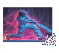 Cricket Player Action 1000 Piece Puzzles Colorful Neon Ninja Warrior Home Decoration Educational Game Gifts Puzzles for Adults Jigsaw Puzzles for Adults 70x50cm/1000pcs