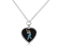 Cricket Player Cremation Heart Urn for Ashes Necklace Memorial Jewelry Pendant for Pet Cat Dog