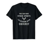 Cricket Player I'm Sticking with Cricket Value Graphic T-Shirt, Men, Black, L