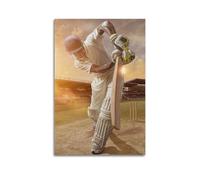 Cricket Player in Action Wall Art, Artistic Print, Sports Poster, Unique Canvas Picture Artistic Wall Mural Modern Hanging Decor Poster20x30inch(50x75cm)