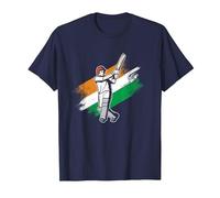 Cricket Player India Flag | Indian Cricket Team | Cricketer T-Shirt, Men, Navy Blue, Medium