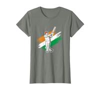 Cricket Player India Flag | Indian Cricket Team | Cricketer T-Shirt, Women, Olive Heather, Large